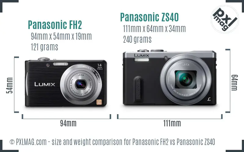 Panasonic FH2 vs Panasonic ZS40 size comparison