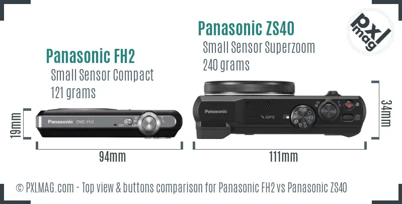 Panasonic FH2 vs Panasonic ZS40 top view buttons comparison