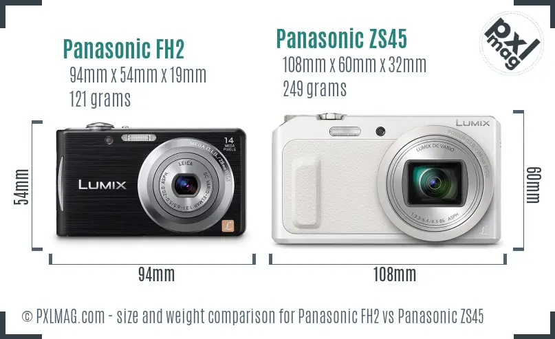 Panasonic FH2 vs Panasonic ZS45 size comparison