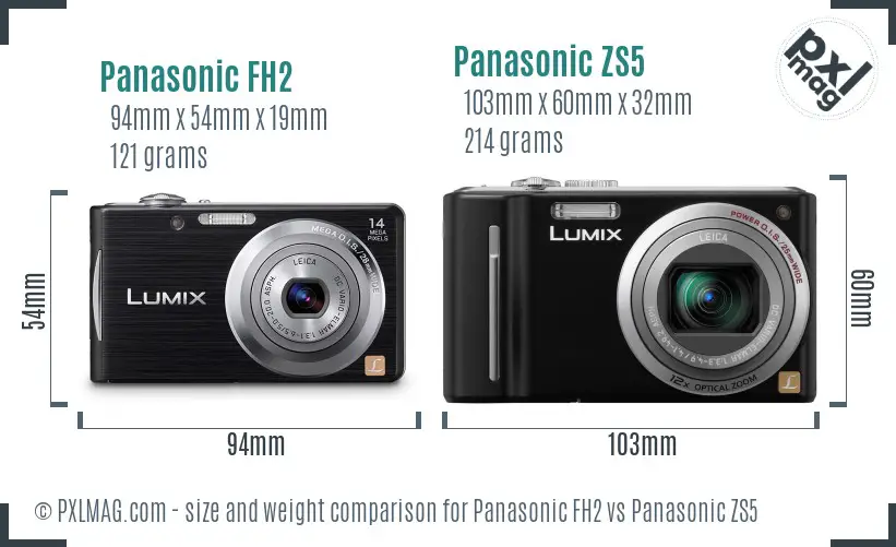 Panasonic FH2 vs Panasonic ZS5 size comparison