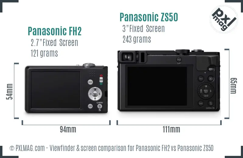 Panasonic FH2 vs Panasonic ZS50 Screen and Viewfinder comparison