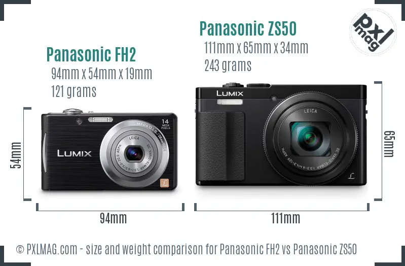 Panasonic FH2 vs Panasonic ZS50 size comparison