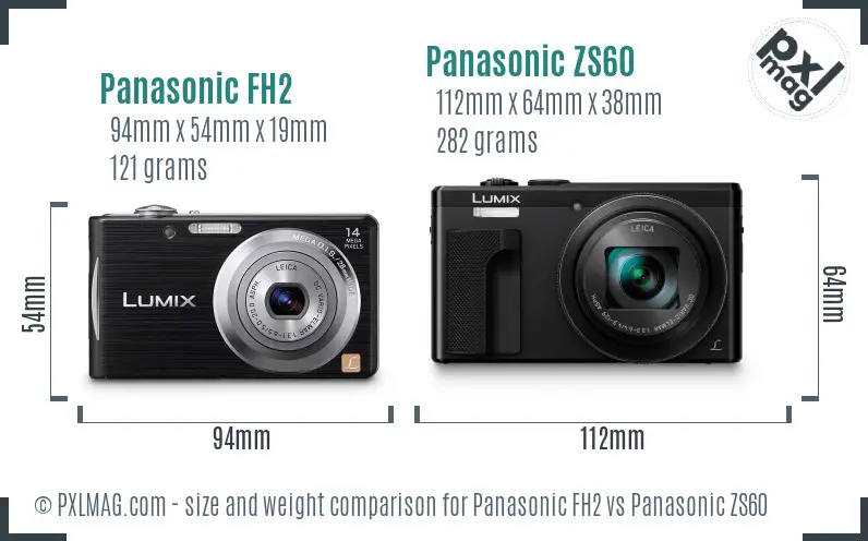 Panasonic FH2 vs Panasonic ZS60 size comparison