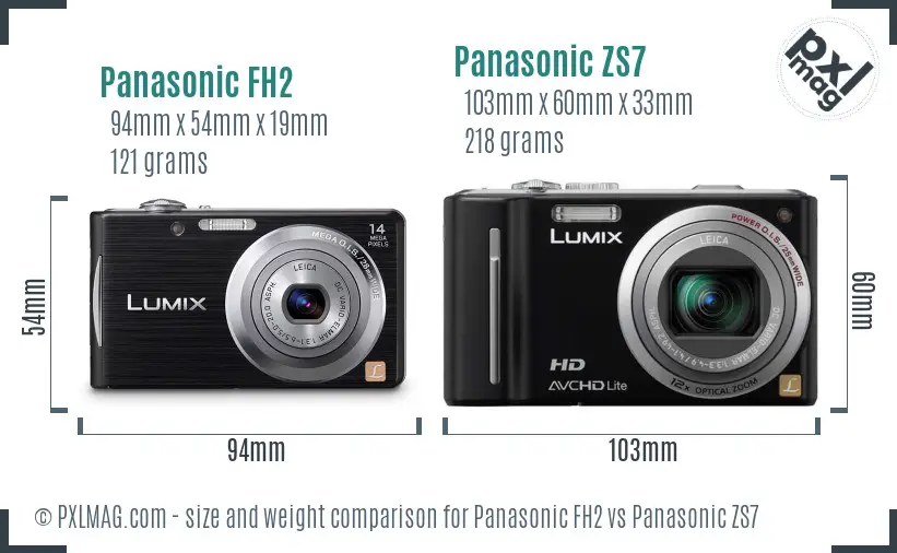 Panasonic FH2 vs Panasonic ZS7 size comparison