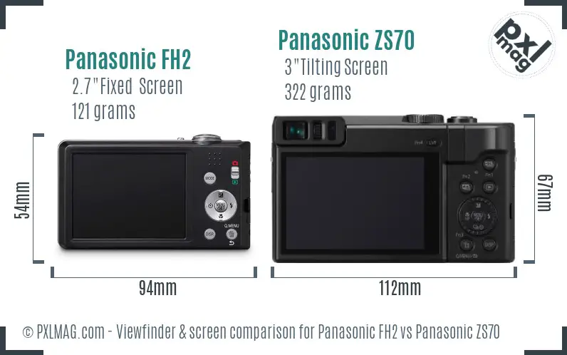 Panasonic FH2 vs Panasonic ZS70 Screen and Viewfinder comparison