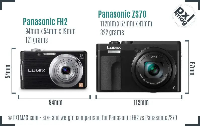 Panasonic FH2 vs Panasonic ZS70 size comparison