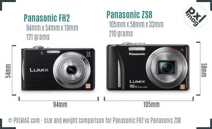 Panasonic FH2 vs Panasonic ZS8 size comparison