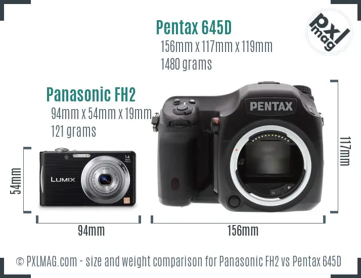 Panasonic FH2 vs Pentax 645D size comparison
