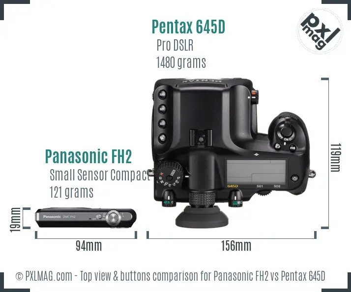 Panasonic FH2 vs Pentax 645D top view buttons comparison