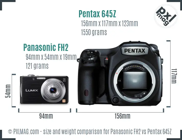 Panasonic FH2 vs Pentax 645Z size comparison