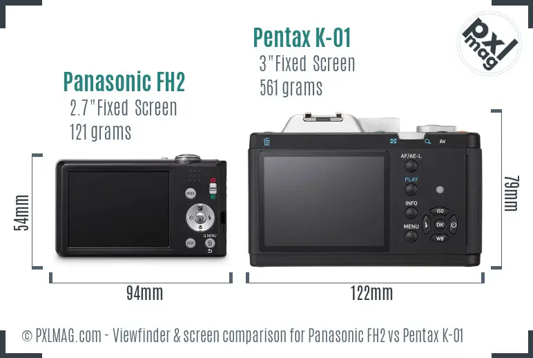 Panasonic FH2 vs Pentax K-01 Screen and Viewfinder comparison