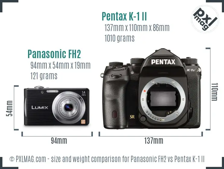 Panasonic FH2 vs Pentax K-1 II size comparison