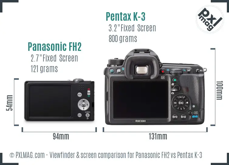 Panasonic FH2 vs Pentax K-3 Screen and Viewfinder comparison