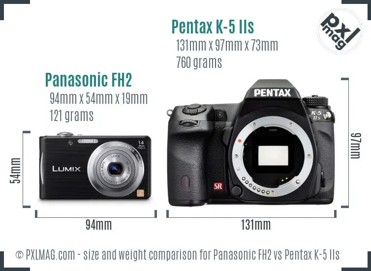 Panasonic FH2 vs Pentax K-5 IIs size comparison