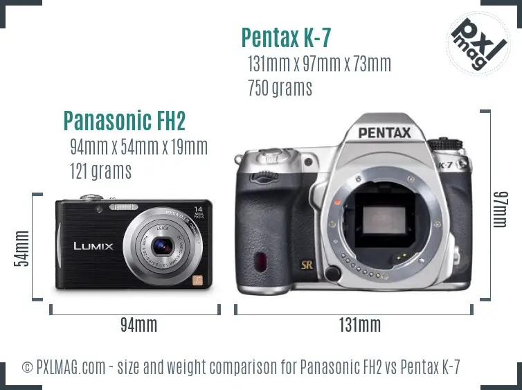 Panasonic FH2 vs Pentax K-7 size comparison