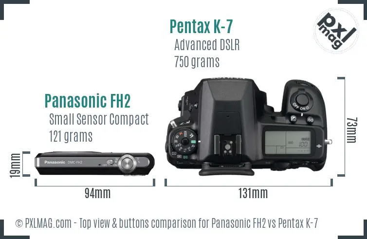 Panasonic FH2 vs Pentax K-7 top view buttons comparison