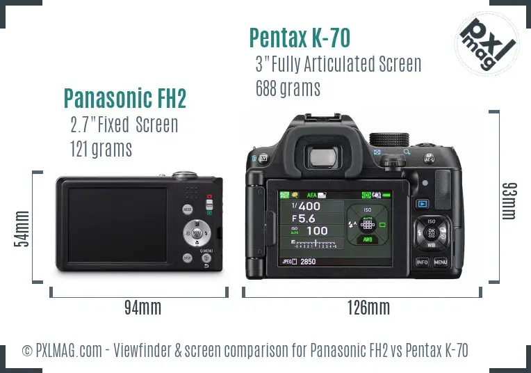 Panasonic FH2 vs Pentax K-70 Screen and Viewfinder comparison