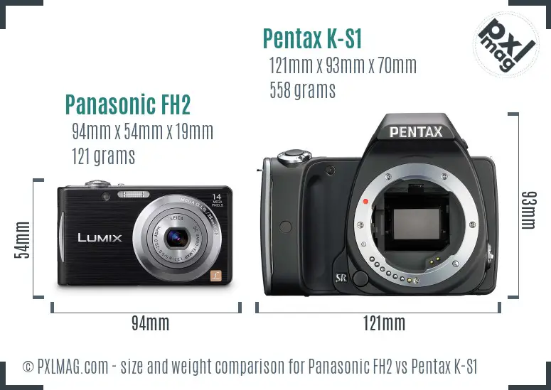 Panasonic FH2 vs Pentax K-S1 size comparison