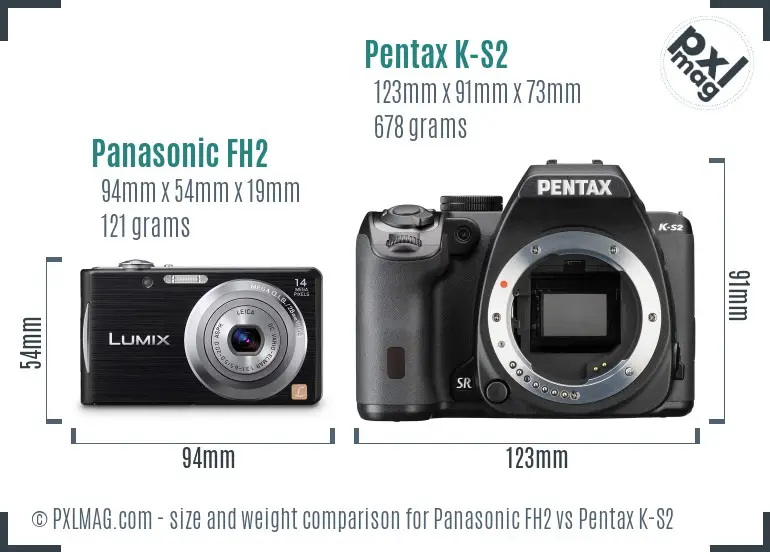 Panasonic FH2 vs Pentax K-S2 size comparison