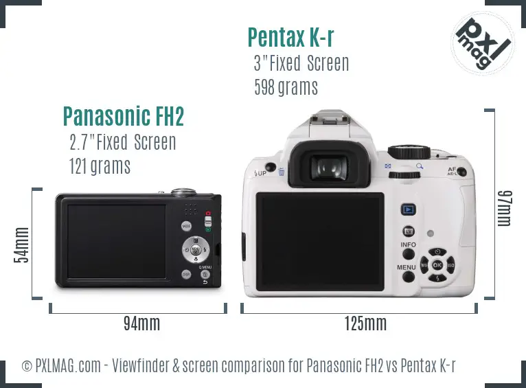 Panasonic FH2 vs Pentax K-r Screen and Viewfinder comparison
