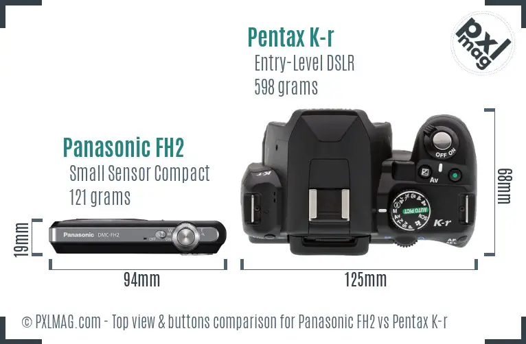 Panasonic FH2 vs Pentax K-r top view buttons comparison