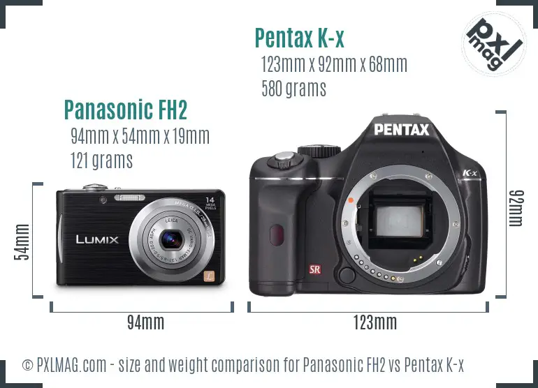 Panasonic FH2 vs Pentax K-x size comparison