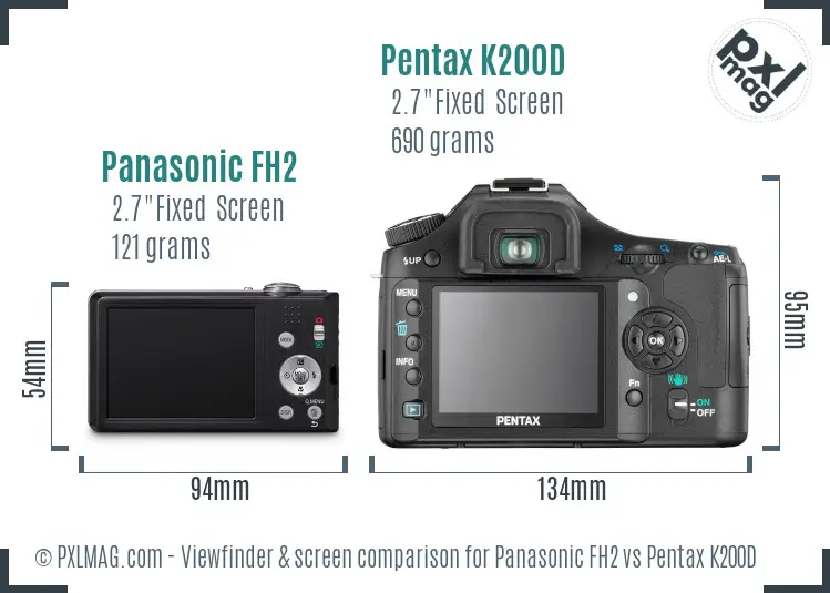 Panasonic FH2 vs Pentax K200D Screen and Viewfinder comparison