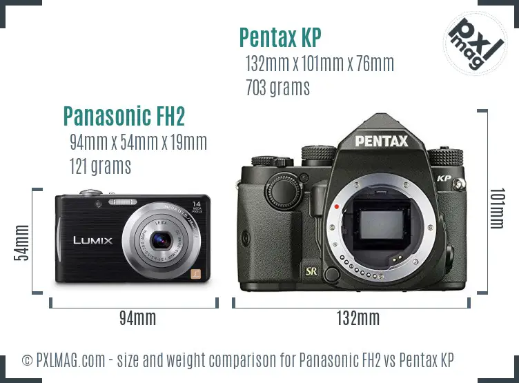 Panasonic FH2 vs Pentax KP size comparison