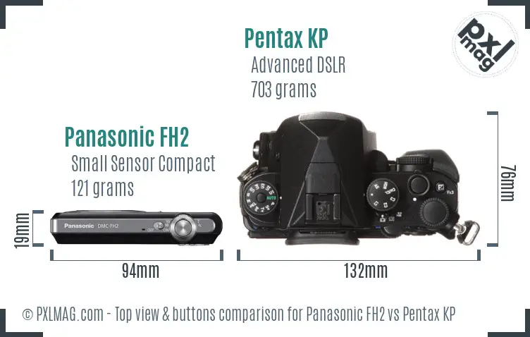 Panasonic FH2 vs Pentax KP top view buttons comparison