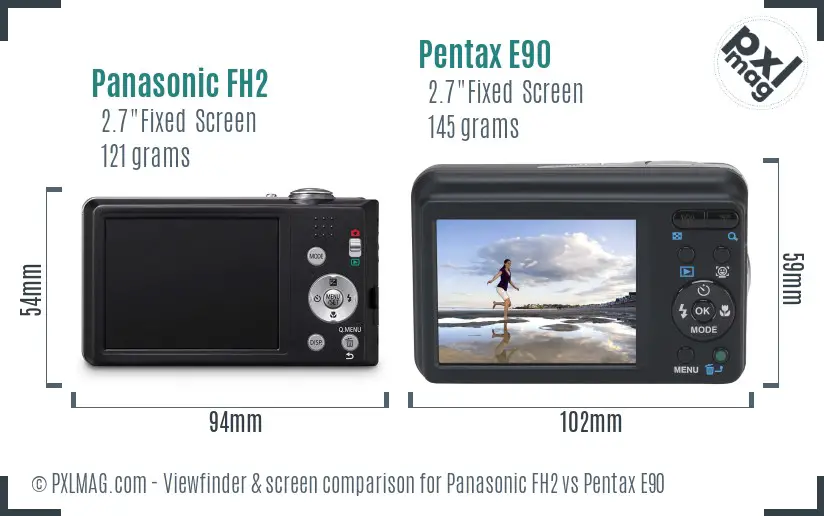 Panasonic FH2 vs Pentax E90 Screen and Viewfinder comparison