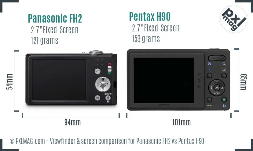 Panasonic FH2 vs Pentax H90 Screen and Viewfinder comparison