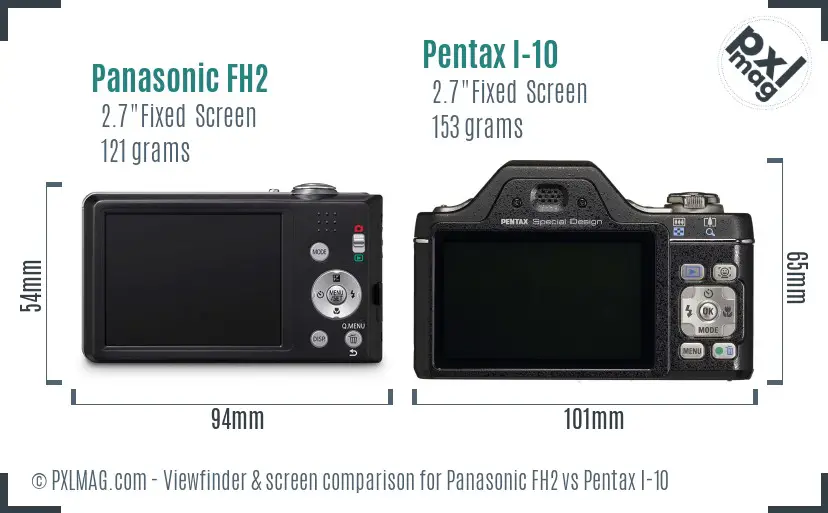 Panasonic FH2 vs Pentax I-10 Screen and Viewfinder comparison