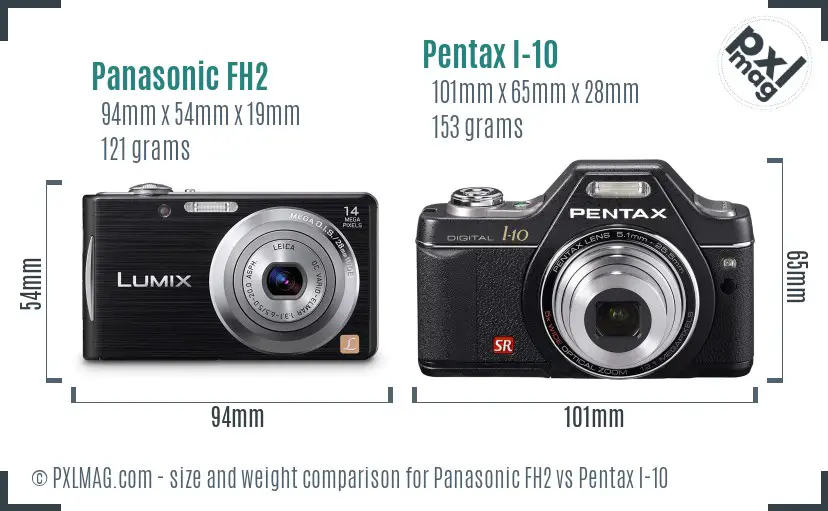 Panasonic FH2 vs Pentax I-10 size comparison
