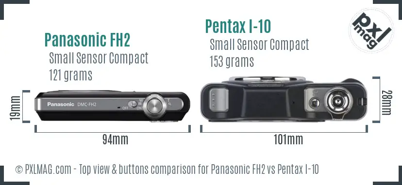 Panasonic FH2 vs Pentax I-10 top view buttons comparison