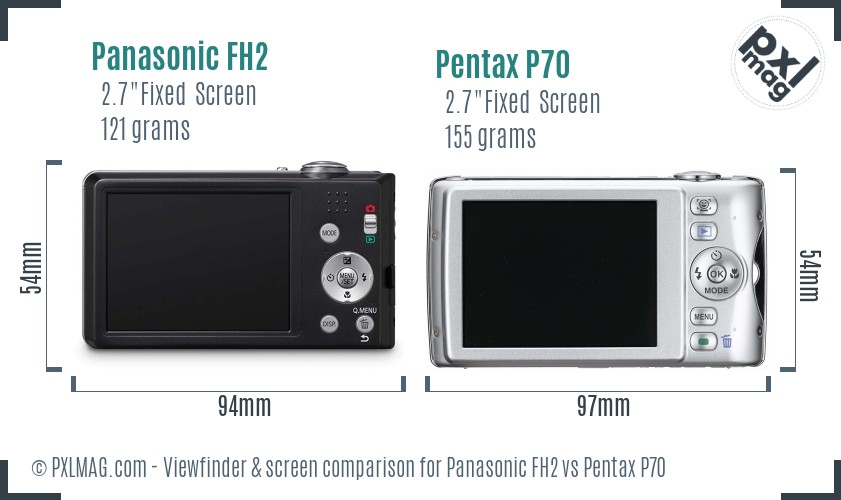 Panasonic FH2 vs Pentax P70 Screen and Viewfinder comparison