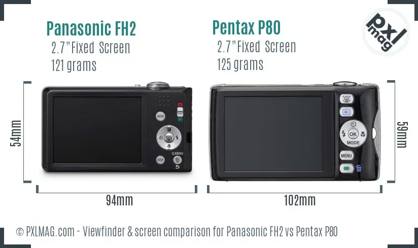 Panasonic FH2 vs Pentax P80 Screen and Viewfinder comparison