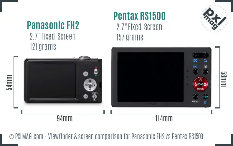 Panasonic FH2 vs Pentax RS1500 Screen and Viewfinder comparison