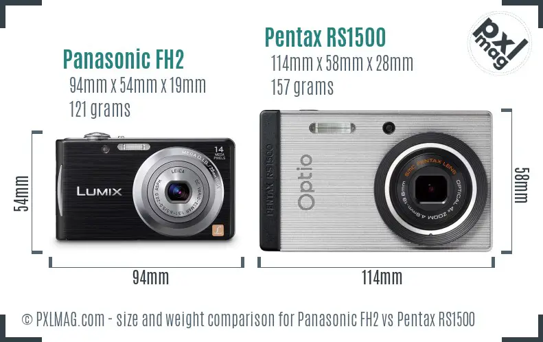 Panasonic FH2 vs Pentax RS1500 size comparison