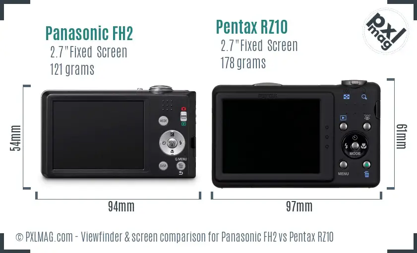 Panasonic FH2 vs Pentax RZ10 Screen and Viewfinder comparison