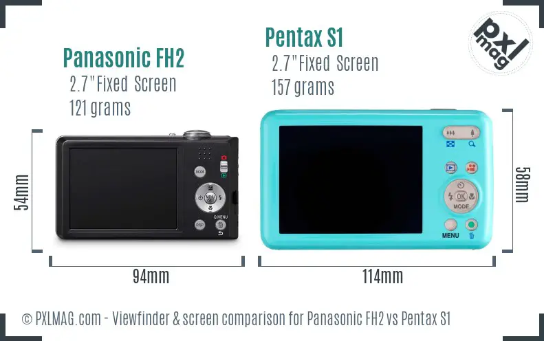 Panasonic FH2 vs Pentax S1 Screen and Viewfinder comparison