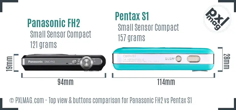 Panasonic FH2 vs Pentax S1 top view buttons comparison