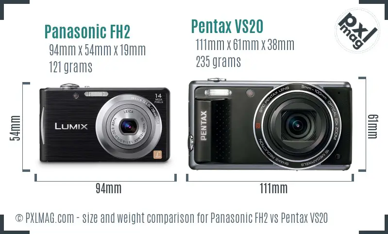 Panasonic FH2 vs Pentax VS20 size comparison