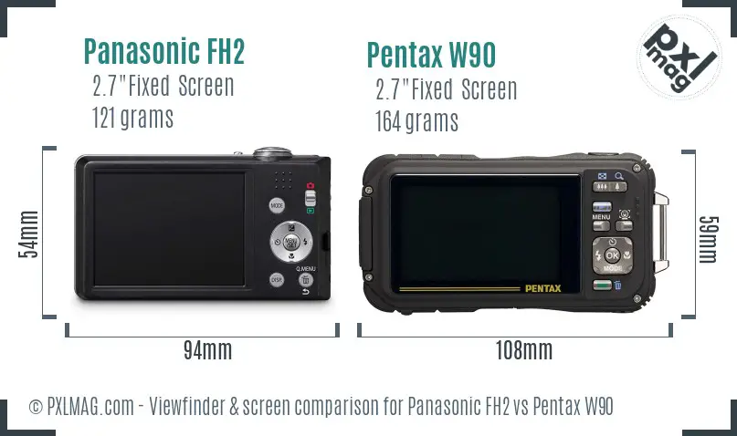 Panasonic FH2 vs Pentax W90 Screen and Viewfinder comparison