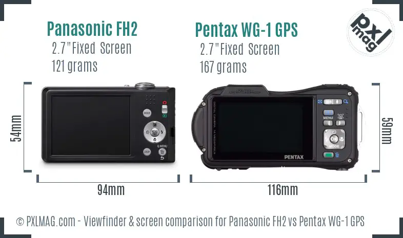 Panasonic FH2 vs Pentax WG-1 GPS Screen and Viewfinder comparison