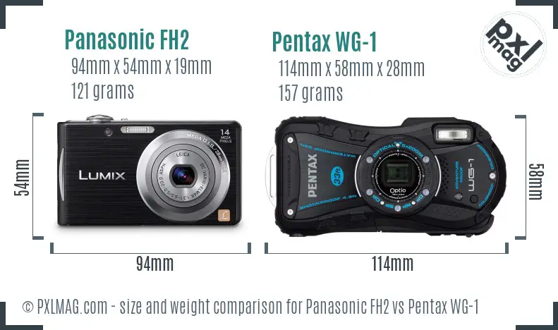 Panasonic FH2 vs Pentax WG-1 size comparison