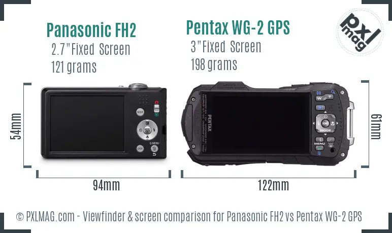 Panasonic FH2 vs Pentax WG-2 GPS Screen and Viewfinder comparison