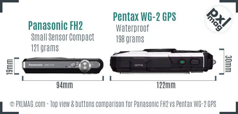 Panasonic FH2 vs Pentax WG-2 GPS top view buttons comparison