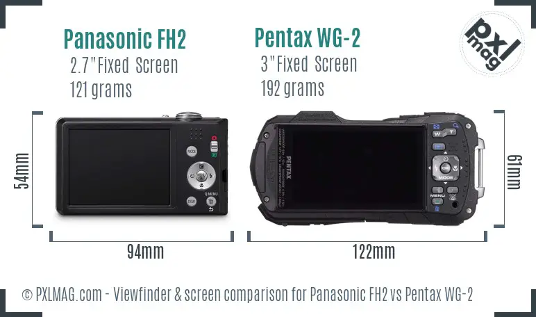 Panasonic FH2 vs Pentax WG-2 Screen and Viewfinder comparison