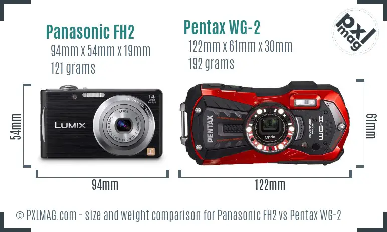 Panasonic FH2 vs Pentax WG-2 size comparison