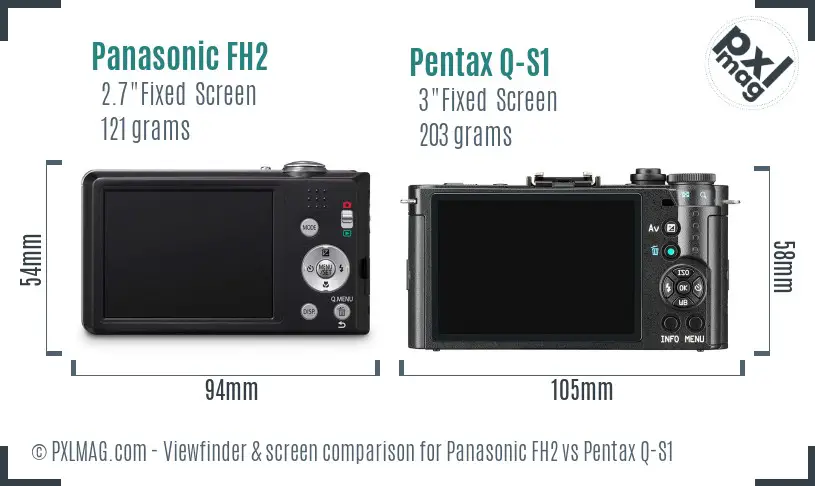 Panasonic FH2 vs Pentax Q-S1 Screen and Viewfinder comparison